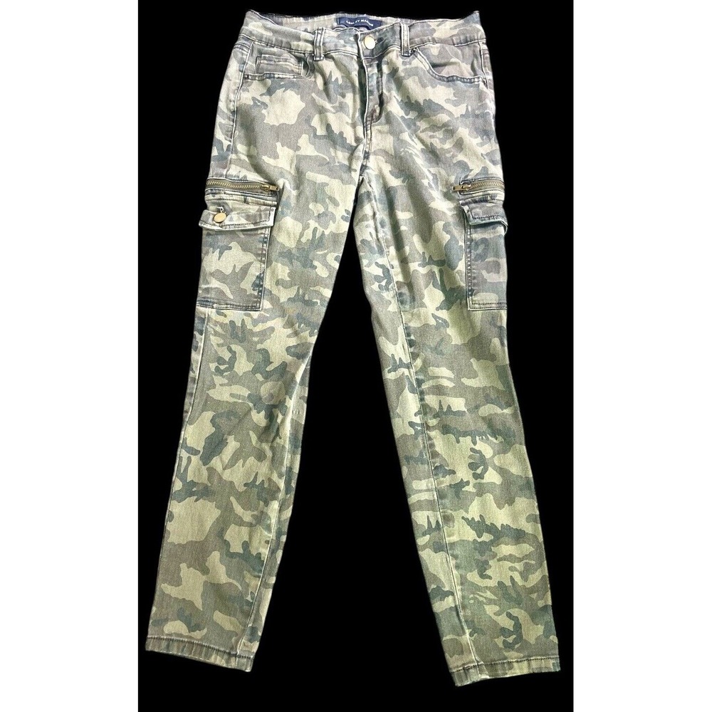 Ashley Mason Womens Jr. Pants Sz‎ 9/29 Skinny Camo Cargo Pockets Stretch Zippers